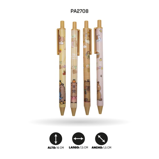 [PA2708] LAPICERO CAPYBARA 4 MOTIVOS, DISPLAY X24 XX-8869 [PAC5810]