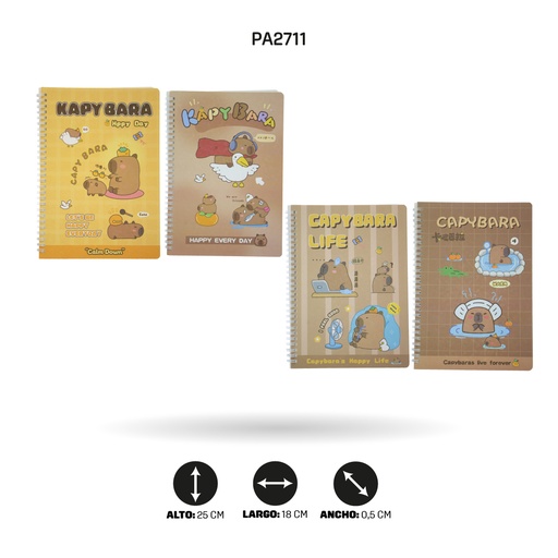 [PA2711] AGENDA ARGOLLADA DE CAPYBARA 175x250MM XX-18001 [PAC5815]