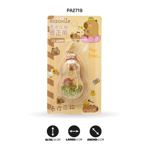 [PA2719] CINTA CORRECTOR CAPYBARA EMPAQUE ESCARCHA 12M XX-8265 [PAC5824]