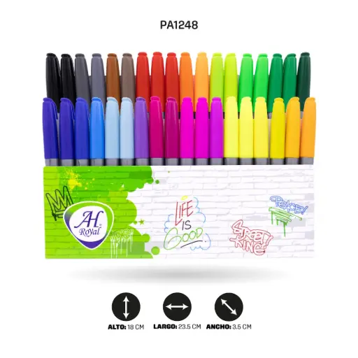 [PA1248] MARCADOR AH ROYAL PUNTA FINA COLOR SURTIDO X 36 UND [PA1248]