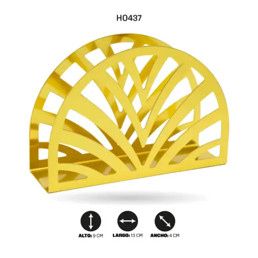 [HO437] SERVILLETERO SEMICIRCULAR DORADO [PAC6469]