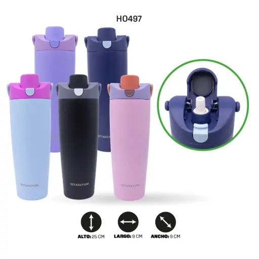 [HO497] TERMO CON SEGURO Y AGARRADERA 900 ML sus 304 ZF-075 [PAC6501]