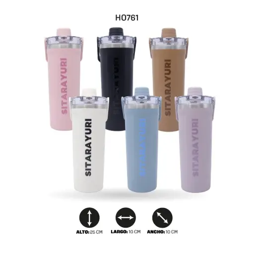 [HO761] TERMO ACERO INOXIDABLE 304 CON AGARRADERA 800ML ZF-087 [PAC6504]