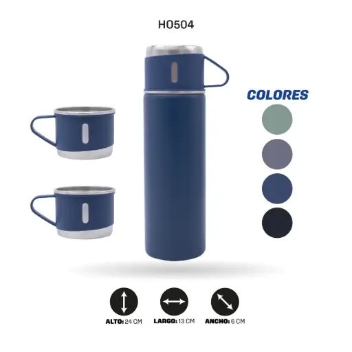 [HO504] JUEGO DE TERMO 500ML CON POCILLOS sus 304 [PAC6505]