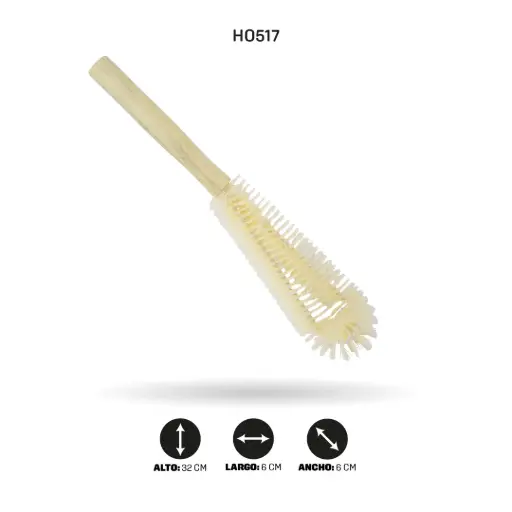 [HO517] CEPILLO PARA BOTELLA MANGO MADERA A60235 [PAC6516]