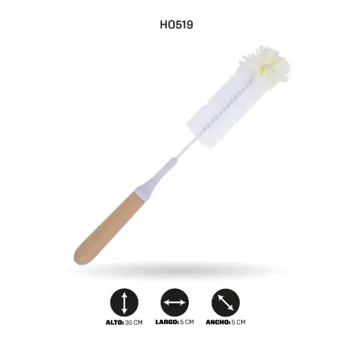 [HO519] CEPILLO PARA VASOS Y TETERO CABO DE MADERA H26290 [PAC6518]