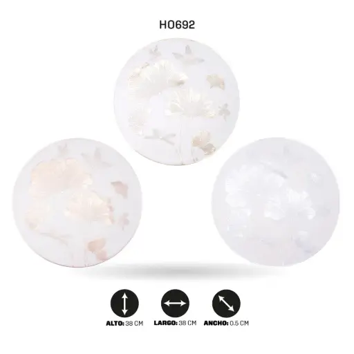 [HO692] INDIVIDUAL REDONDO LIBÉLULAS Y FLORES 38CM (DISPLAY X12) [PAC6594]