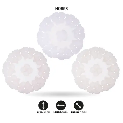 [HO693] INDIVIDUAL REDONDO FLORAL 38CM (DISPLAY X12) [PAC6595]