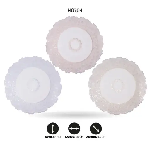 [HO704] INDIVIDUAL REDONDO ENCAJE FLORAL 38CM (DISPLAY X12) [PAC6598]