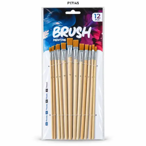 [PI7145] PINCEL NYLON PLANO BRUSH X 12 PCS -DEL 1 AL 12  [PAC7126]